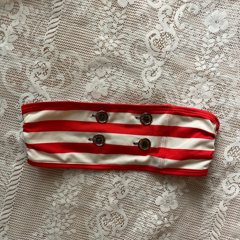 Juicy Couture Red and White Striped Bikini Top